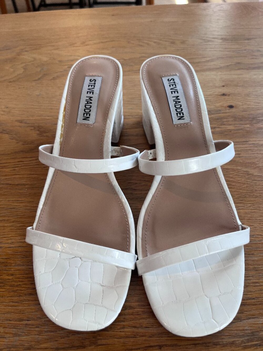 Steve Madden White Croc Slide Sandals (8)